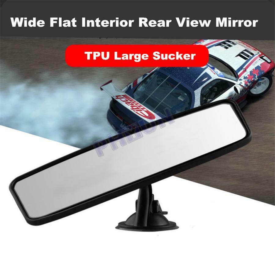 Car Interior Rear View Mirror Suction Fix Windshield Wide Flat Rearview Mirror