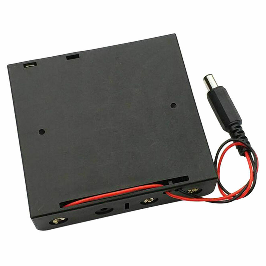 4-Section Battery Holder Plastic Case Storage Box With Wire DC Power Plug