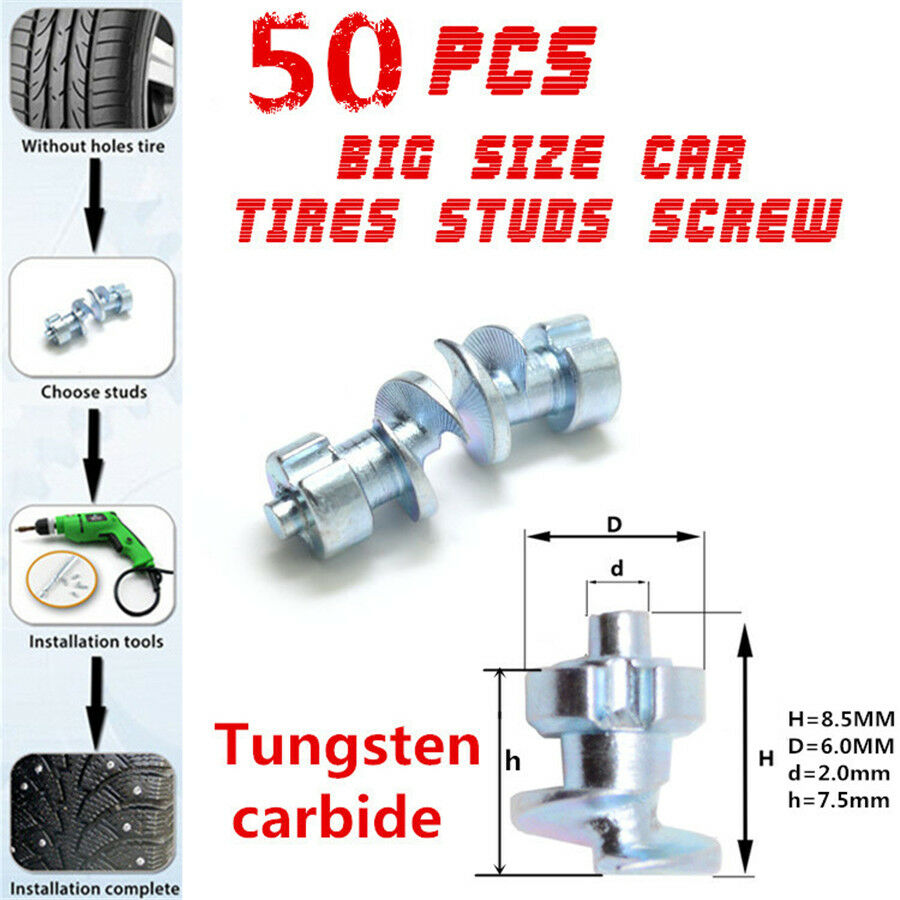 50X Big Size Tungsten carbide Car Tires Screw Spikes Wheel Tyres Chains Studs