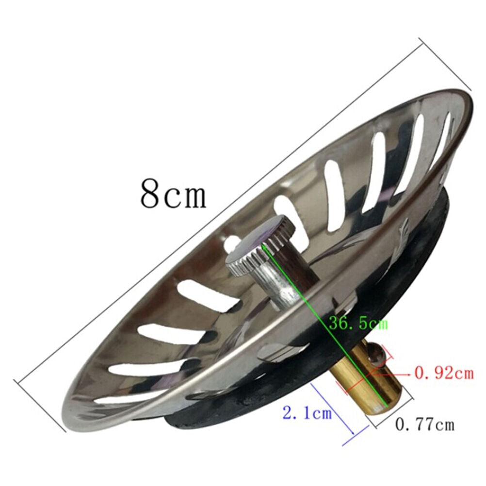 Stainless Steel Home Kitchen Sink Drain Stopper Basket Strainer Waste Plu.l8