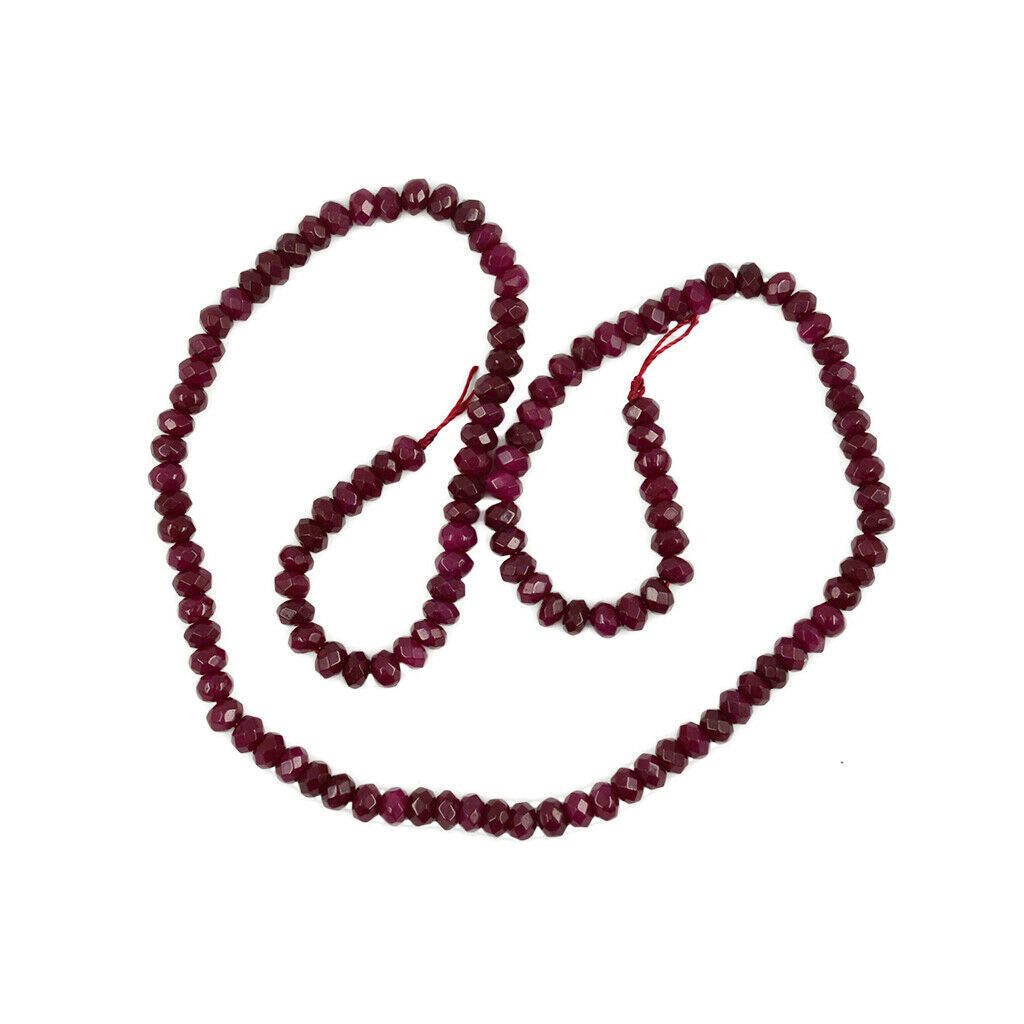15 "Natural Faceted Ruby Red Jade Rondelle Loose Bead Strands
