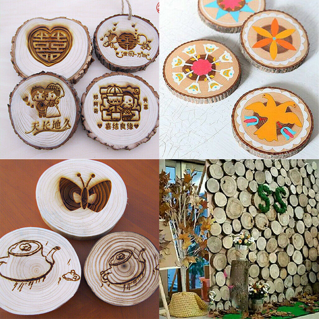50pc Wood Tree Slices Disc Pine Tree Log Plaques for Drawing Paintings 2-4cm