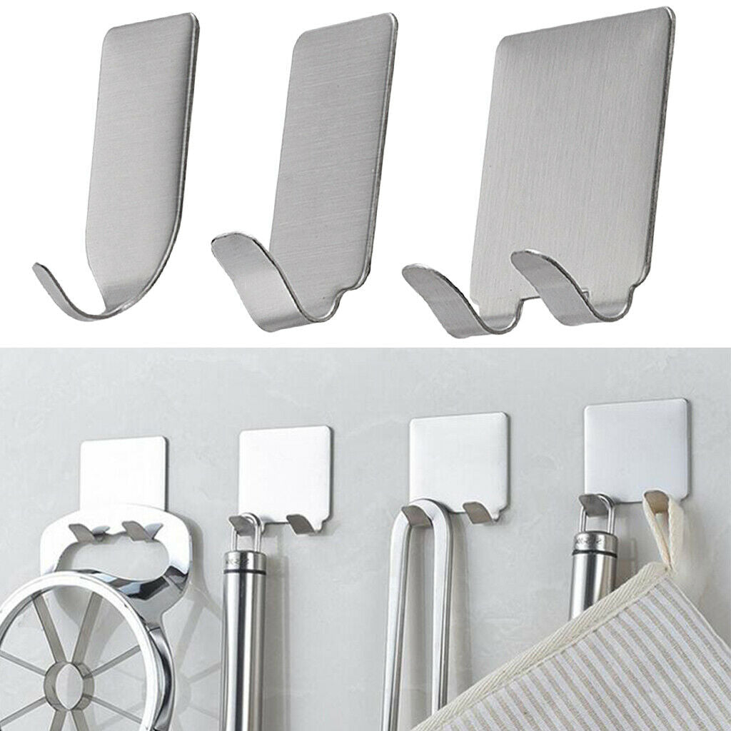 3 Pieces Adhesive Hooks, Heavy Duty Wall Hooks Stainless Steel Waterproof Hanger