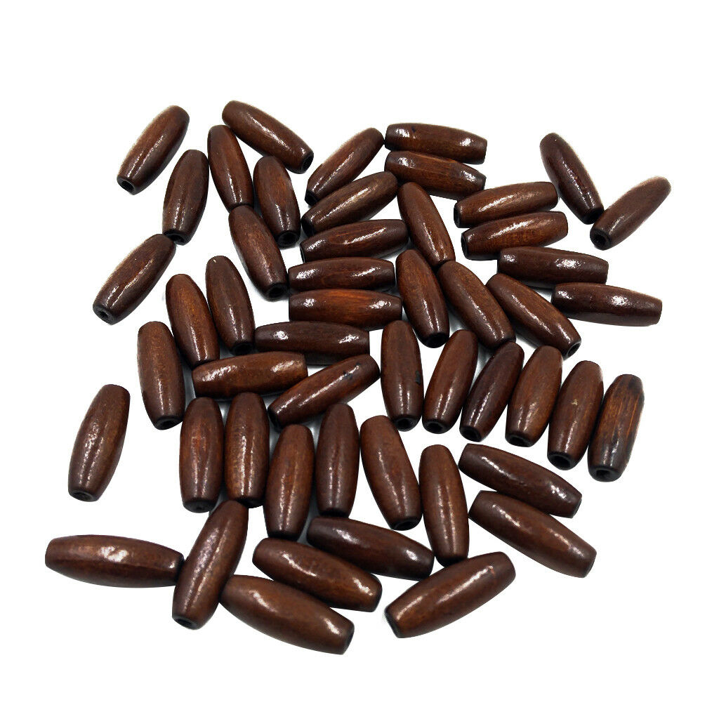 50 Unique Wood Oval Long Tube Loose Spacer Beads Bracelet Making8x23mm