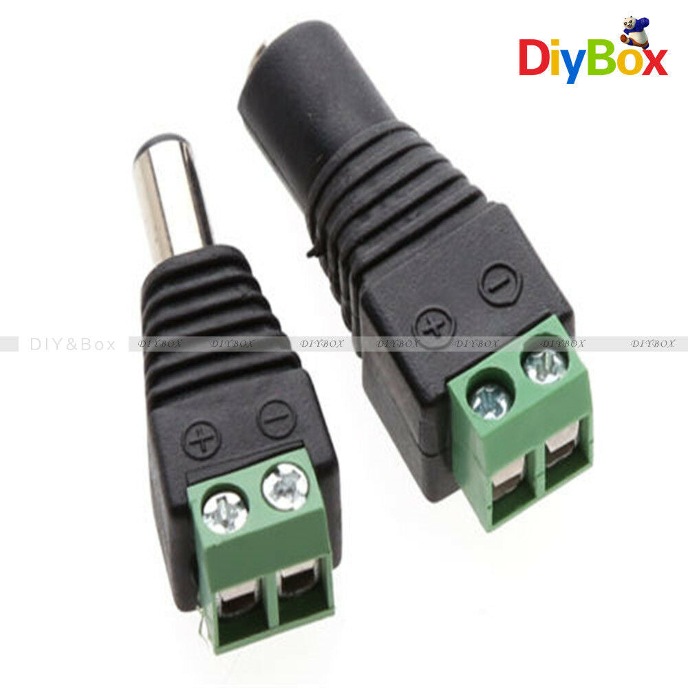 DC 12V 1Pair Male Female Plug Power Jack CCTV Camera Connector Adapter 2.1x5.5mm