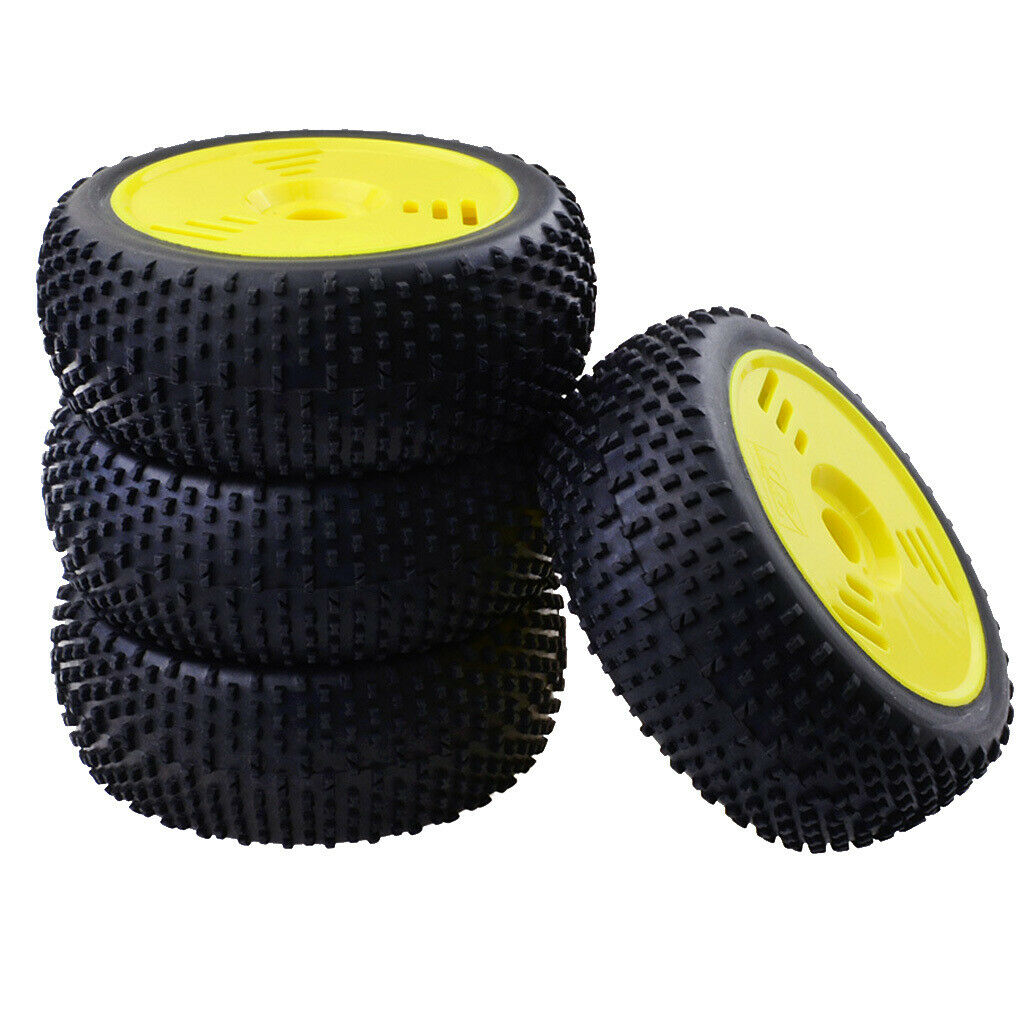 4Pcs 17mm Hub Wheel Rim & Rubber Tire Tire For 1: 8 RC Buggy Truggy Yellow