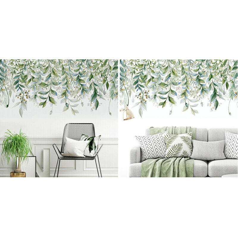 Green Leaves Wall Stickers For Bedroom Living Room DIY Wall Decals Door Mu~A Kt