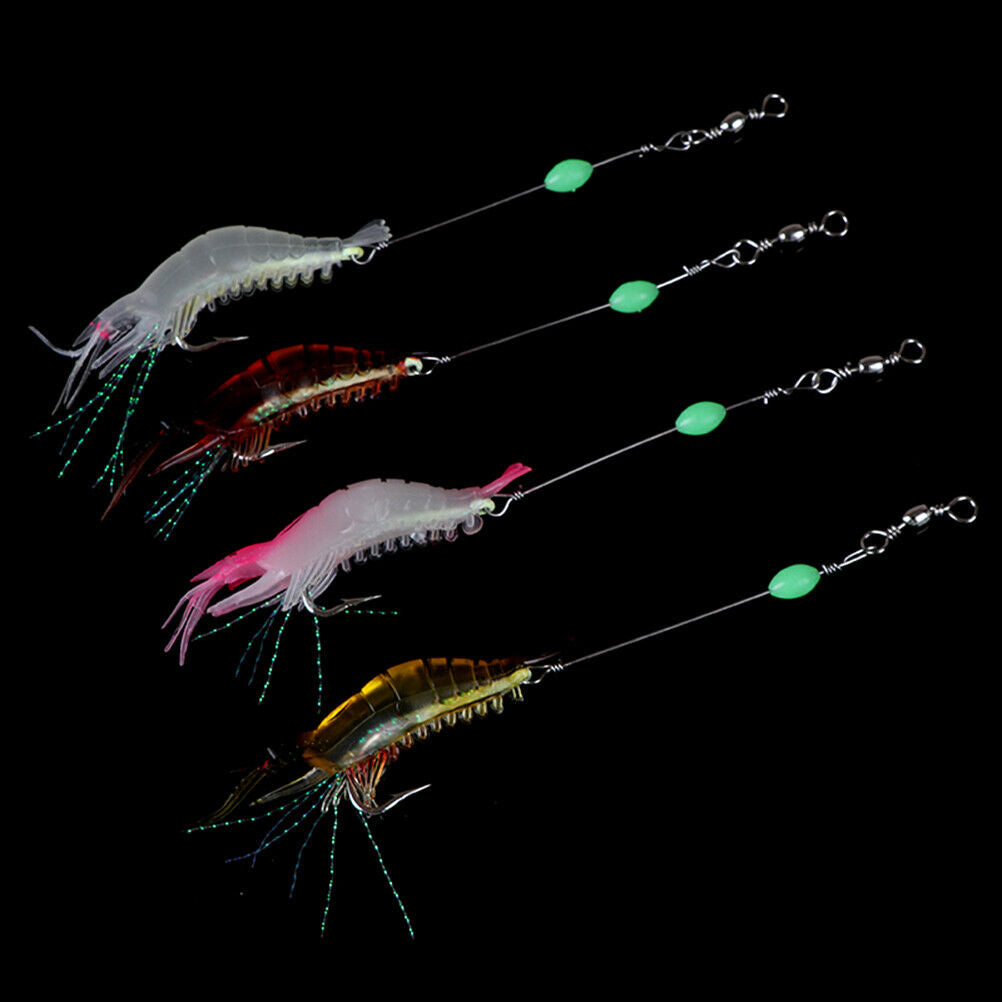 5pcs Soft shrimp bait luminous silicone prawn fishing lures hook bait 5 c.l8