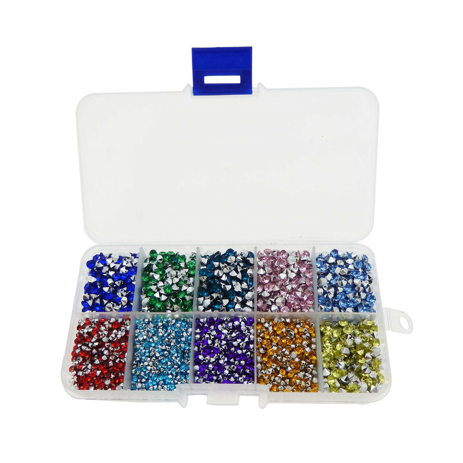 1 Box Multi-colors Mix Flatback Acrylic Rhinestones 3500 - 3600 Stones 1.5-4 MM