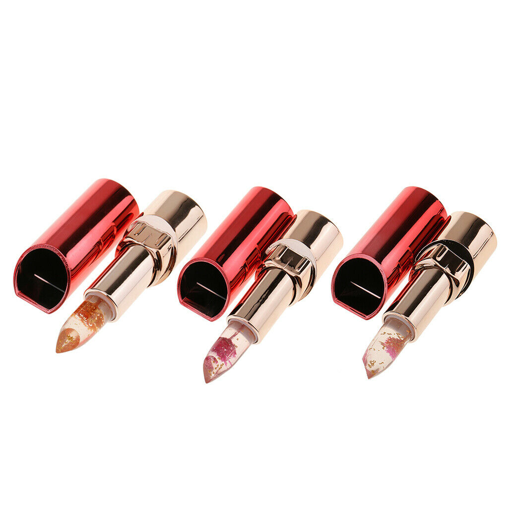 3Pcs Flower Jelly Lipstick Magic Color Change+1Pc Dual Color Eyeshadow Stick