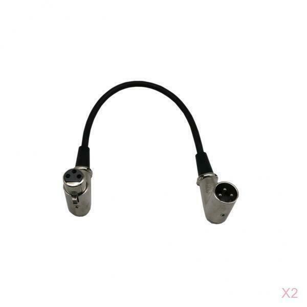 2pc 3Pin XLR 90 Degree Female to Male Cable Cord for Micophone Loudspeaker