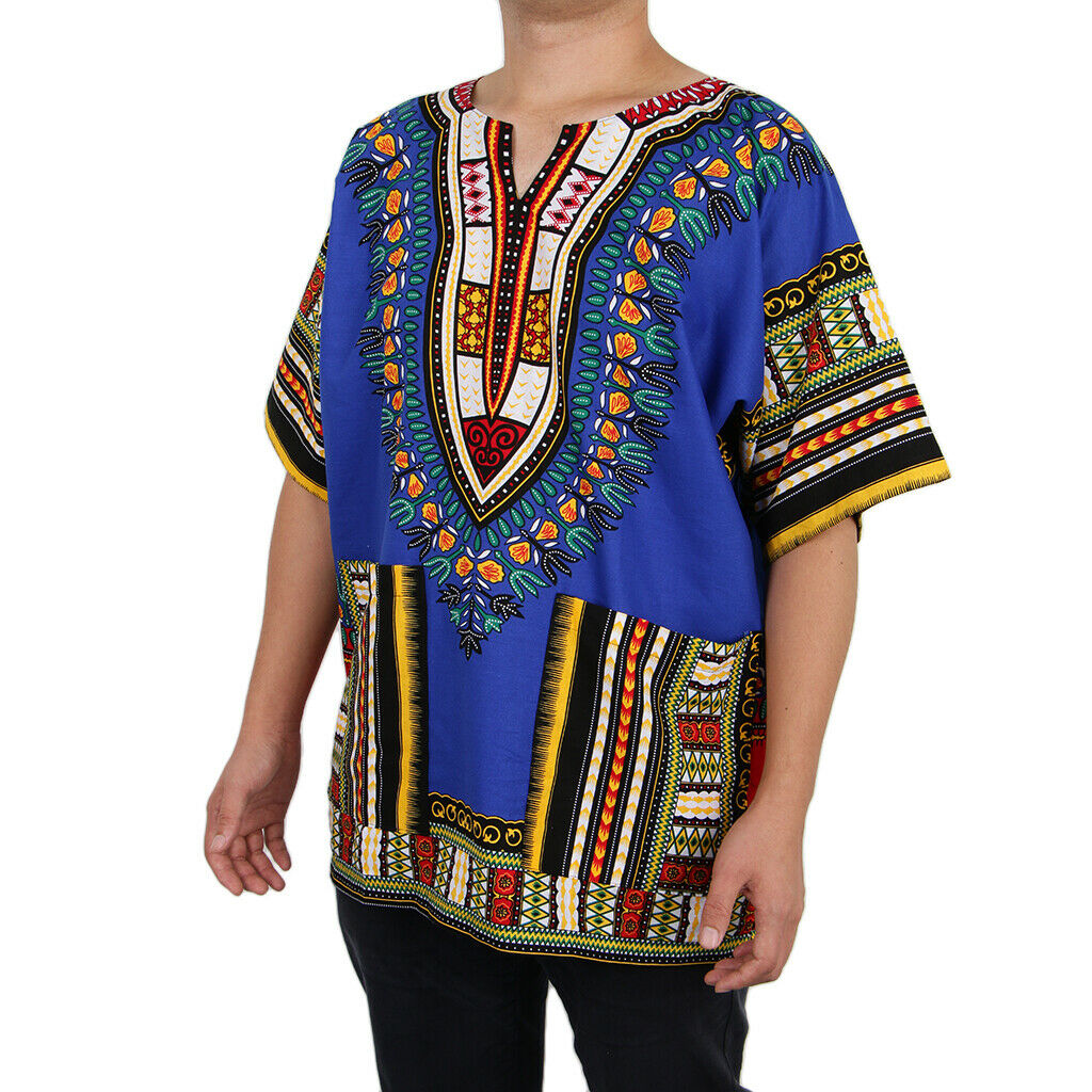 2 Pack Men's Dashiki African Festival Hippie Tribal Dress Shirt Kaftan