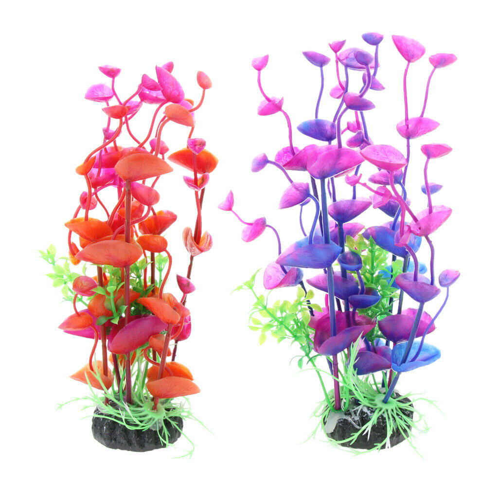 Pack of 2, Aquarium Plastic Plant Fish Tank Decor Aquatic Water Grass Underwater