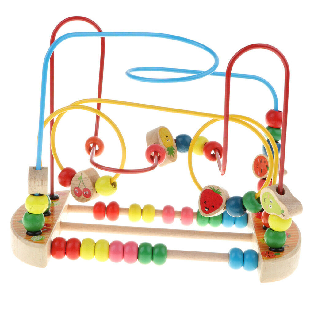 Wooden Around Beads Maze Roller Coaster Educational Toys For Toddlers Kids Baby,