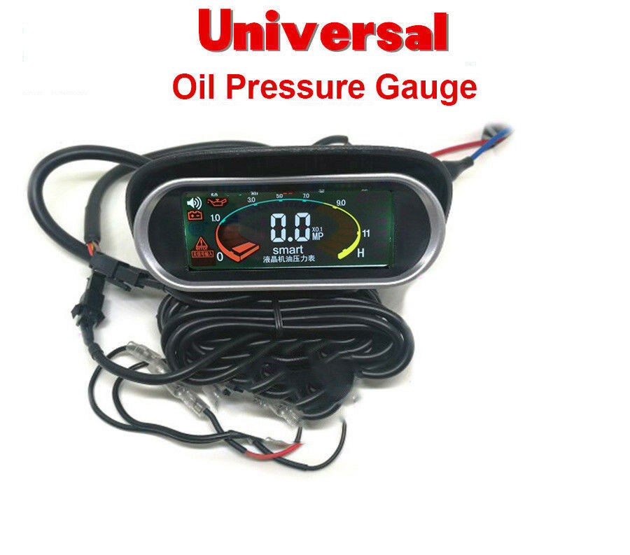 Horizontal Type LCD Screen Car Truck Oil Pressure Gauge with M14x1.5 Sensor