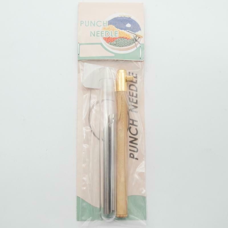Wooden Handle Punch Poke Needle Embroidery Pen Wire Guide Sewing Weaving Tools