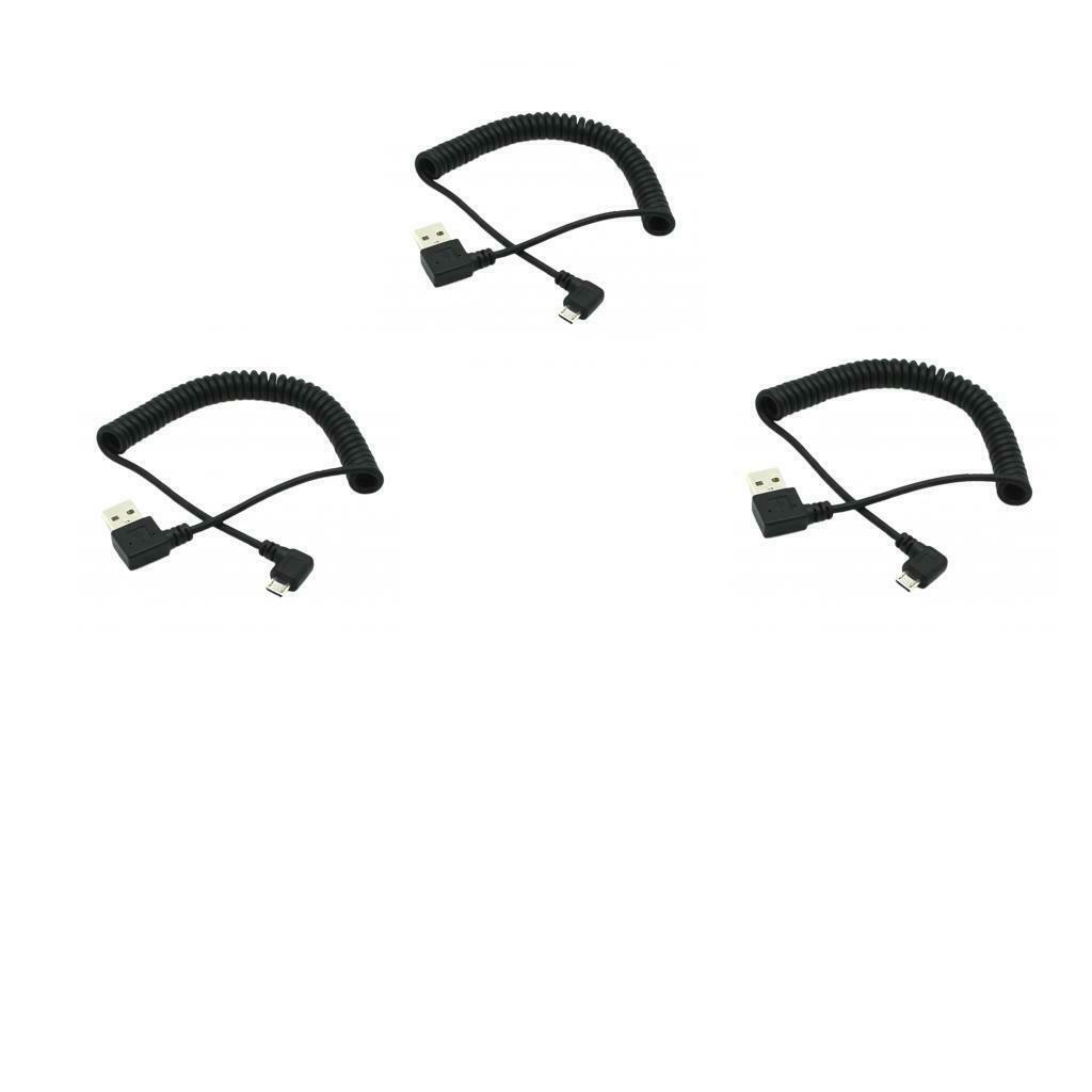 3 Pieces 1m Spring Coiled USB 2.0 Male A to Micro USB 5-pin Cable Cord