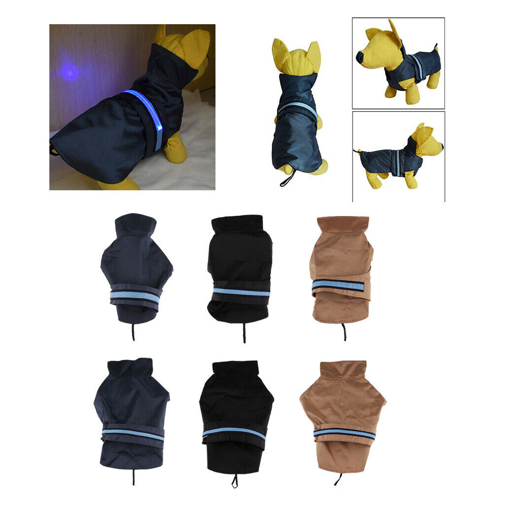 Pet Dog Waterproof Clothes with LED Luminous Strip Reflective Coat Blue S