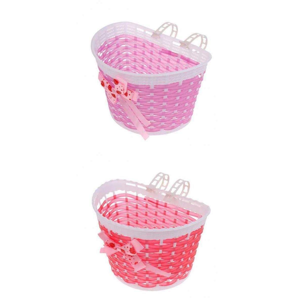 2x Childs Kids Girls Bicycle Bowknot Front Basket with Flowers 6 x 5.5 inch