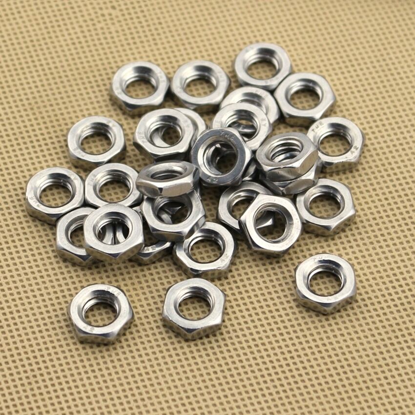 Qty 2 - M12 x 1.75mm Pitch Half Lock Nuts Hex Jam Nuts 304 A2 Stainless Steel
