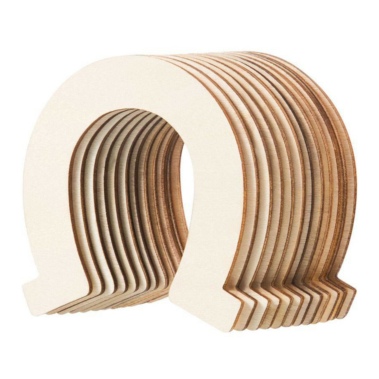 24pcs Unpainted Wooden Slices Cut Horseshoe Cutouts Pieces Rustic Decoration