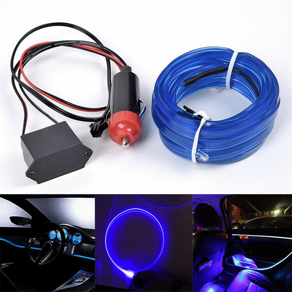 5Meters LED Car Interior Decor Blue Atmosphere Wire Strip Light Lamp Accessories