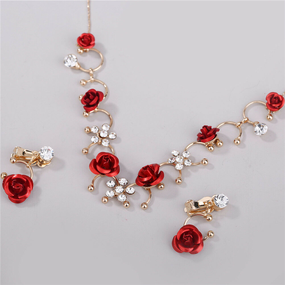 Women Fashion Ear clip & Neckless set 2pcs Elegant Jewelry Dress Accessory.l8