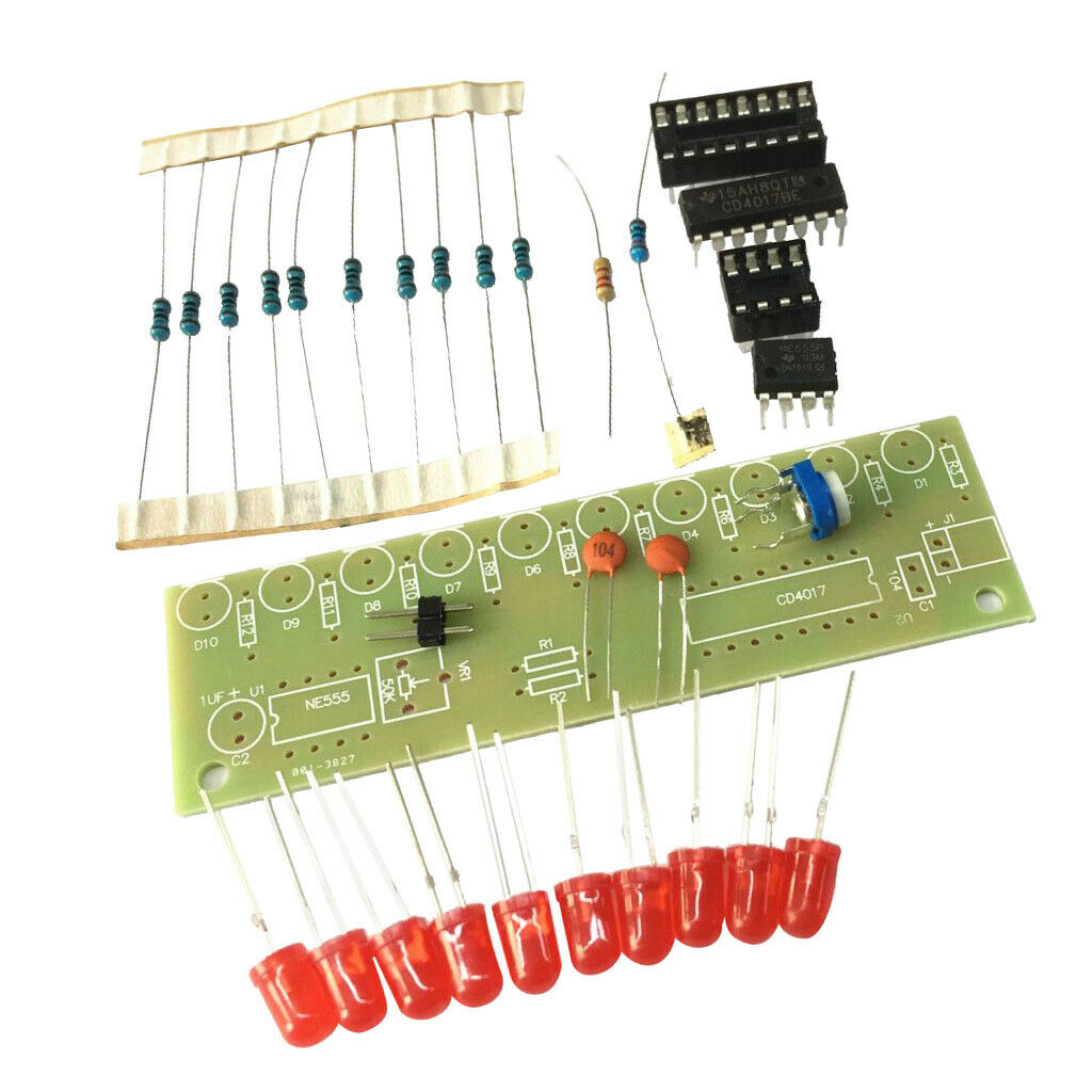 3-5V NE555+CD4017 Kit 10 Channel LED Light Light DIY Kit Electronic Board