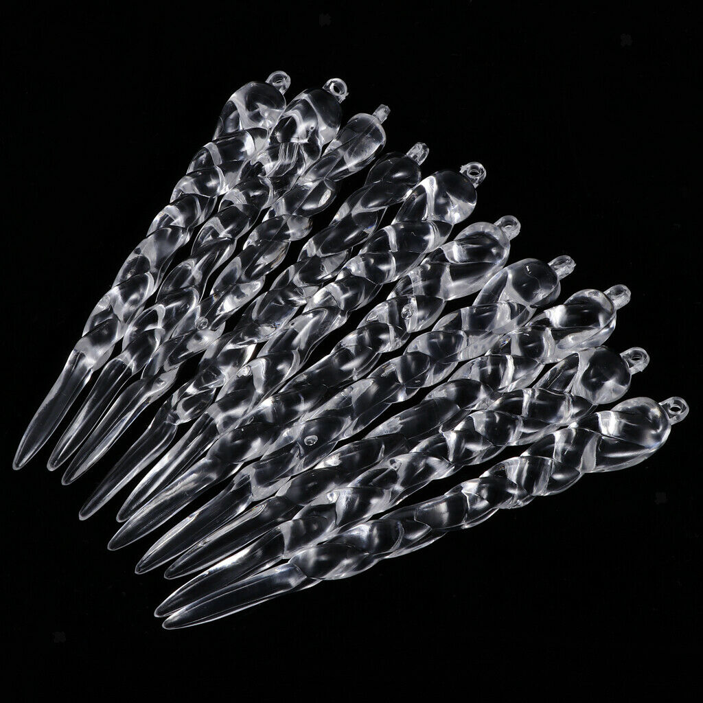 Clear Acrylic Icicle Drops Ornaments for Christmas Tree Decorations, Set of 30