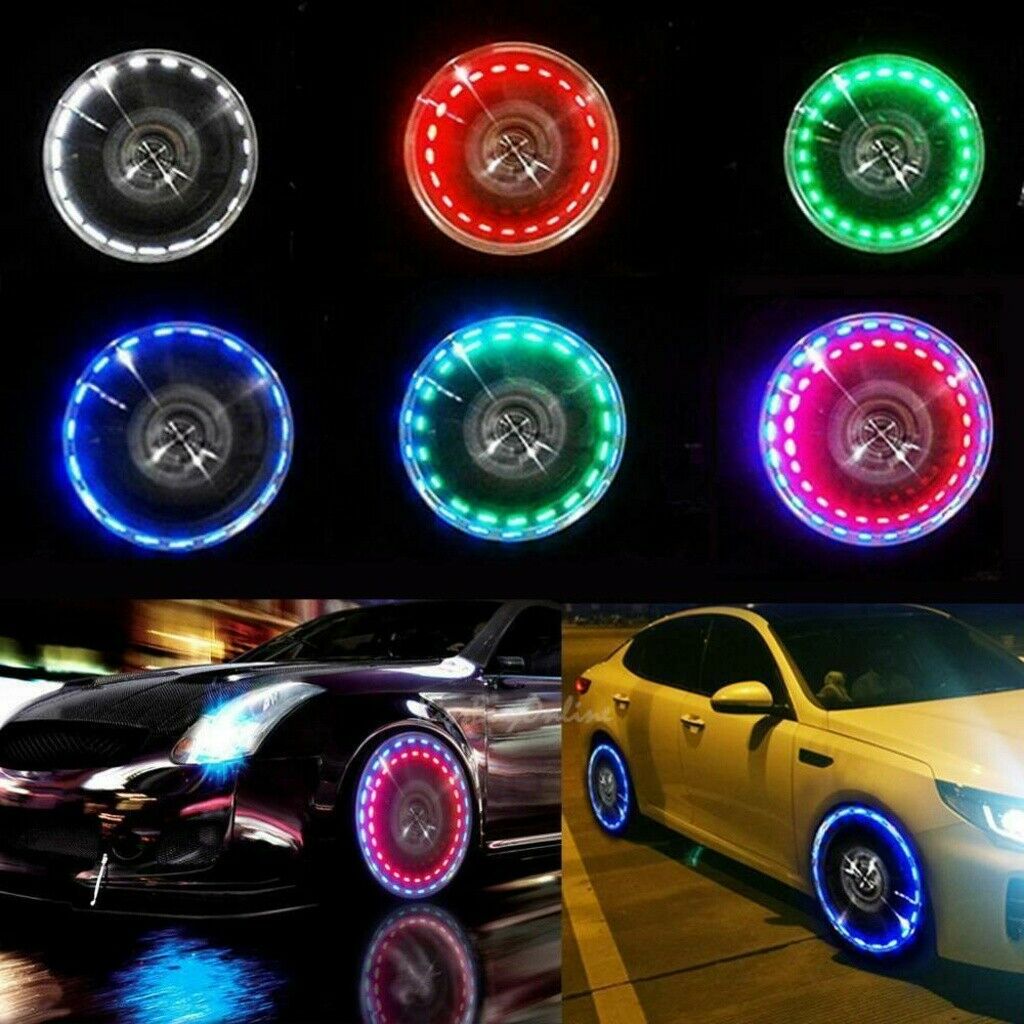 15 Mode Neon Tire Tyre Air Valve Stem Wheel Well Rim LED Light Lamp For Car Bike