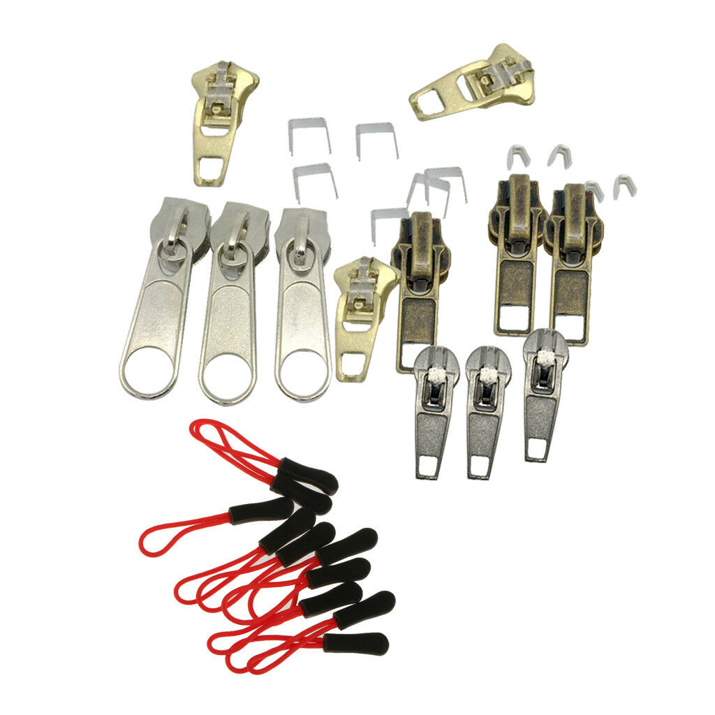 32Pc Zip Zipper Broken Repair Rescue Replacement Fix Kit Jeans Trouser Coat