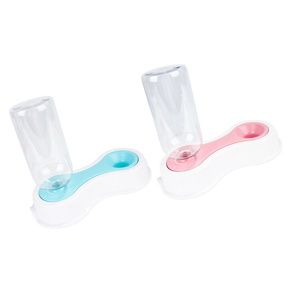 2x Travel Cat Dog Water Drinking Dispenser Feeding Dishes 500ml Pink+Blue