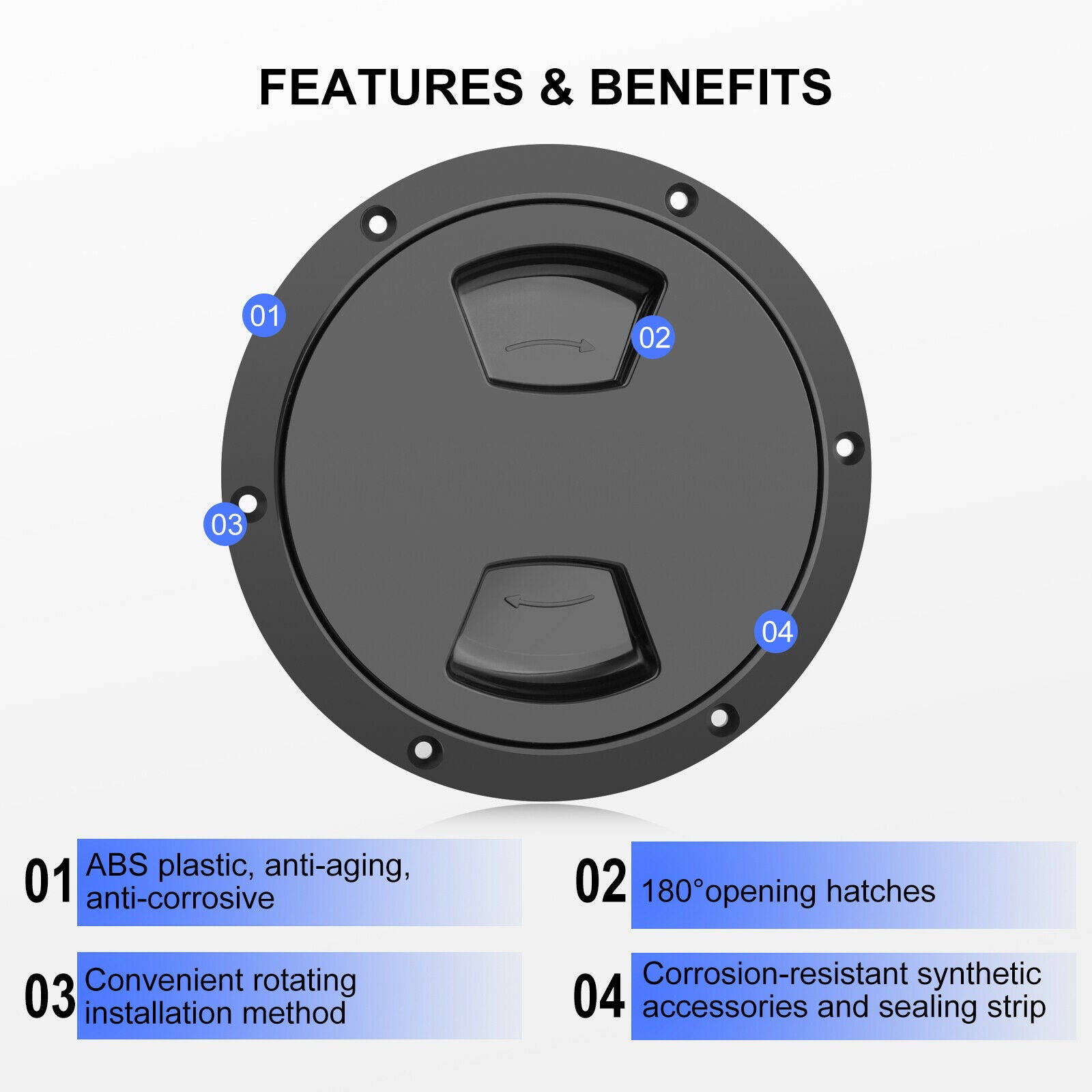 New Marine Boat Black 5-inch Access Hatch Cover Twist Screw Out Deck Plate