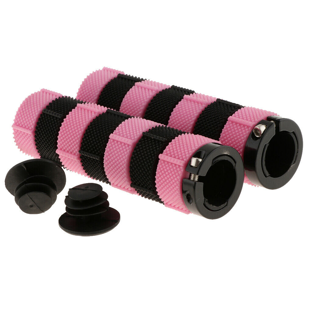 Anti slip MTB Bicycle Bike Handlebar Grips Silicone Gel Cover Pink + Black