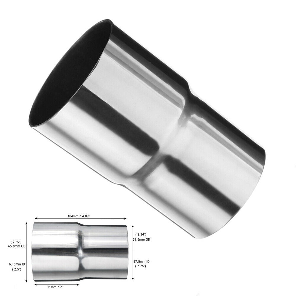 2.5" ID to 2.26" OD Car Exhaust Pipe Adapter Connector Premium Stainless Steel
