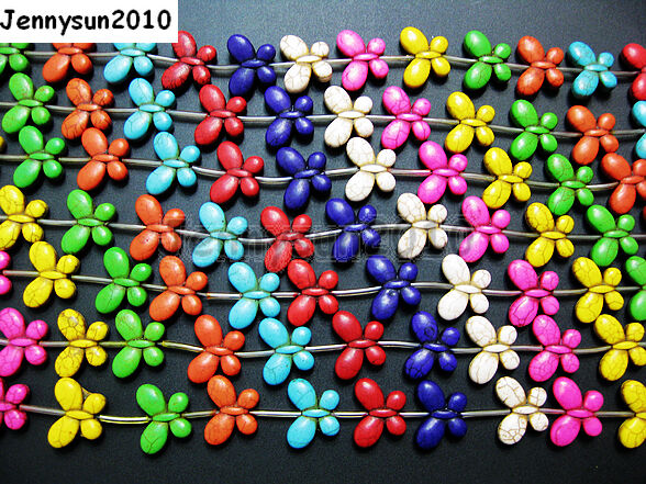 Mix Color Howlite Turquoise 20mm Butterfly Loose Spacer Beads 15.5 Inches Strand