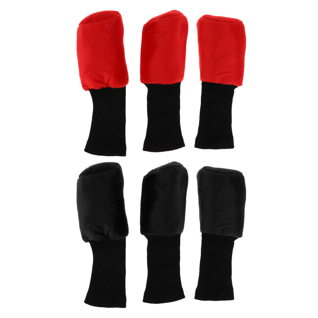 6x Long Neck Black Golf Club Head Cover Headcover with Ball Stamper Stamp