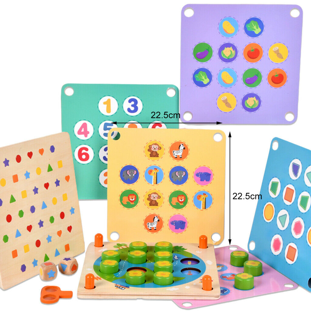 Montessori Wooden Memory Matching Game Early Educational Fruits Numbers