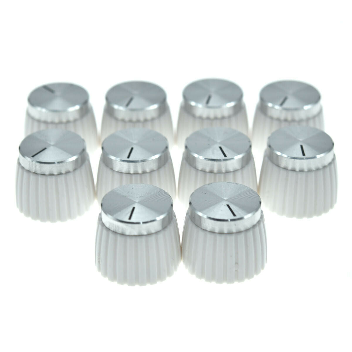 10x Guitar Amplifier Knobs White w/ Chrome Cap Push-on fit Marshall Amplifier