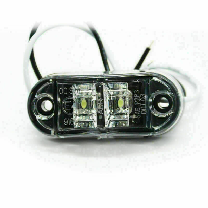 10x Side Marker LED Lights Lamp Clearance White Oval 2.5" LED Truck Trailer Bus