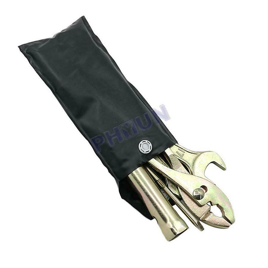 Universal Motorcycle Spark Plug Spanner Wrench Socket Tool Kit w/ Storage Pocket