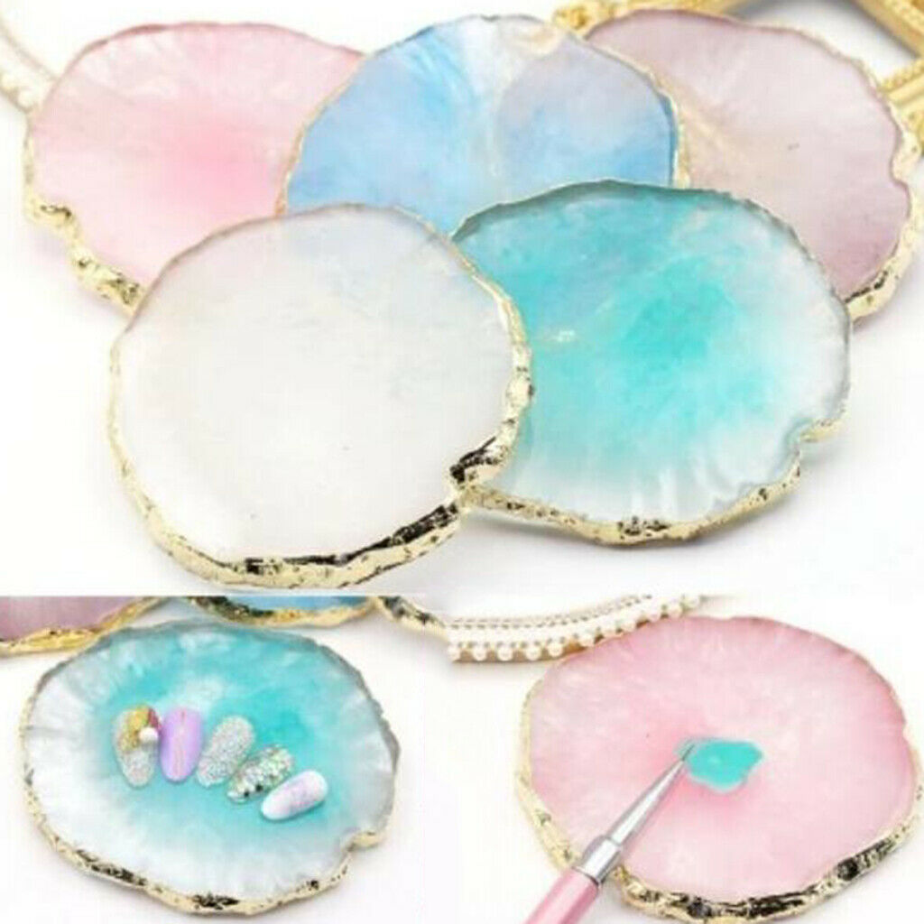 2x Imitation Agate Color Mixing Plate Jewelry Display Pad Coaster Mats Pink