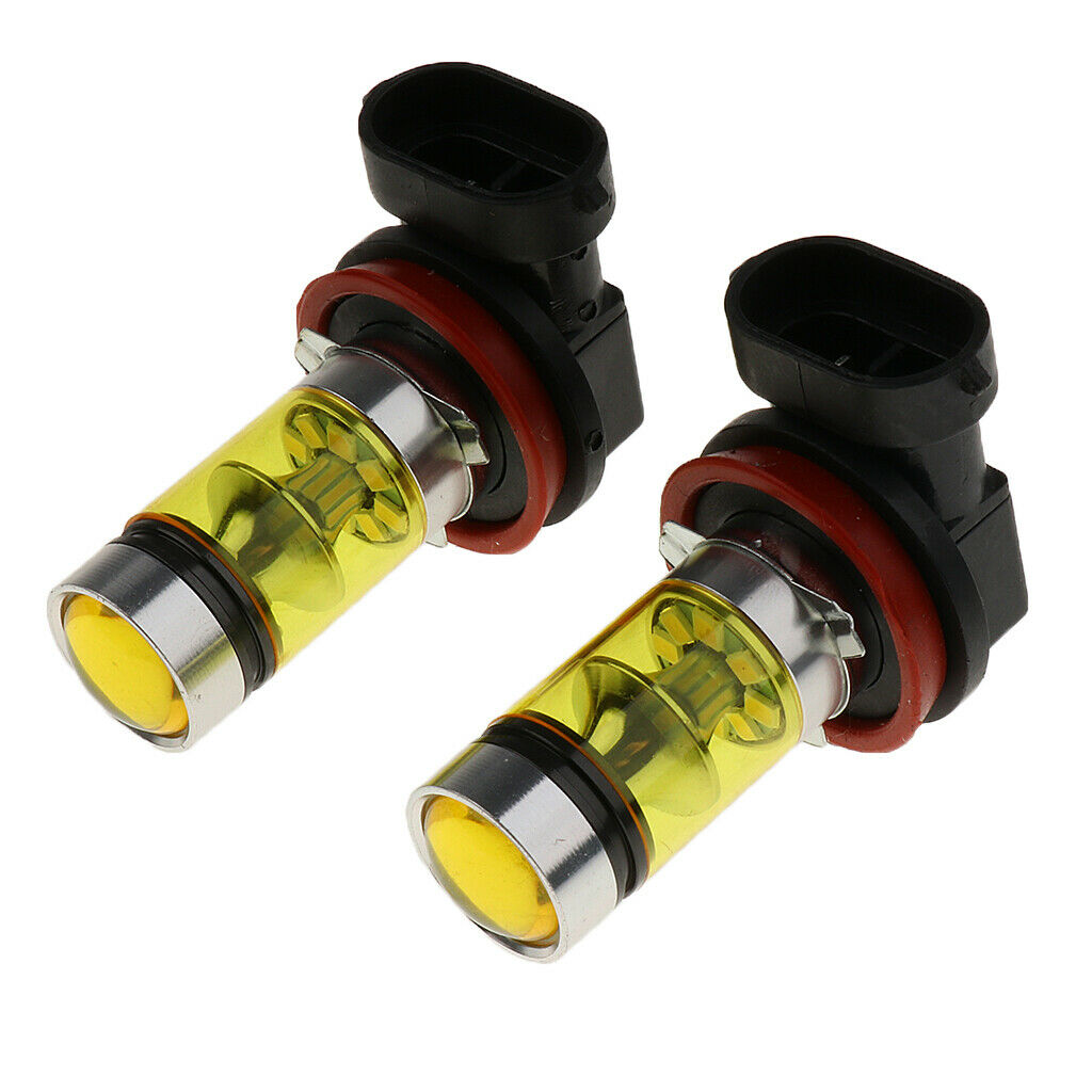 2pcs Yellow H11 100W Auto Car Head Light Lamp LED Bulbs Quick Response