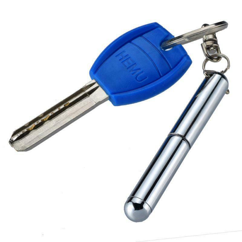 Portable Stainless Steel Telescopic Ballpoint Pen Metal Key Ring Keychain Tools