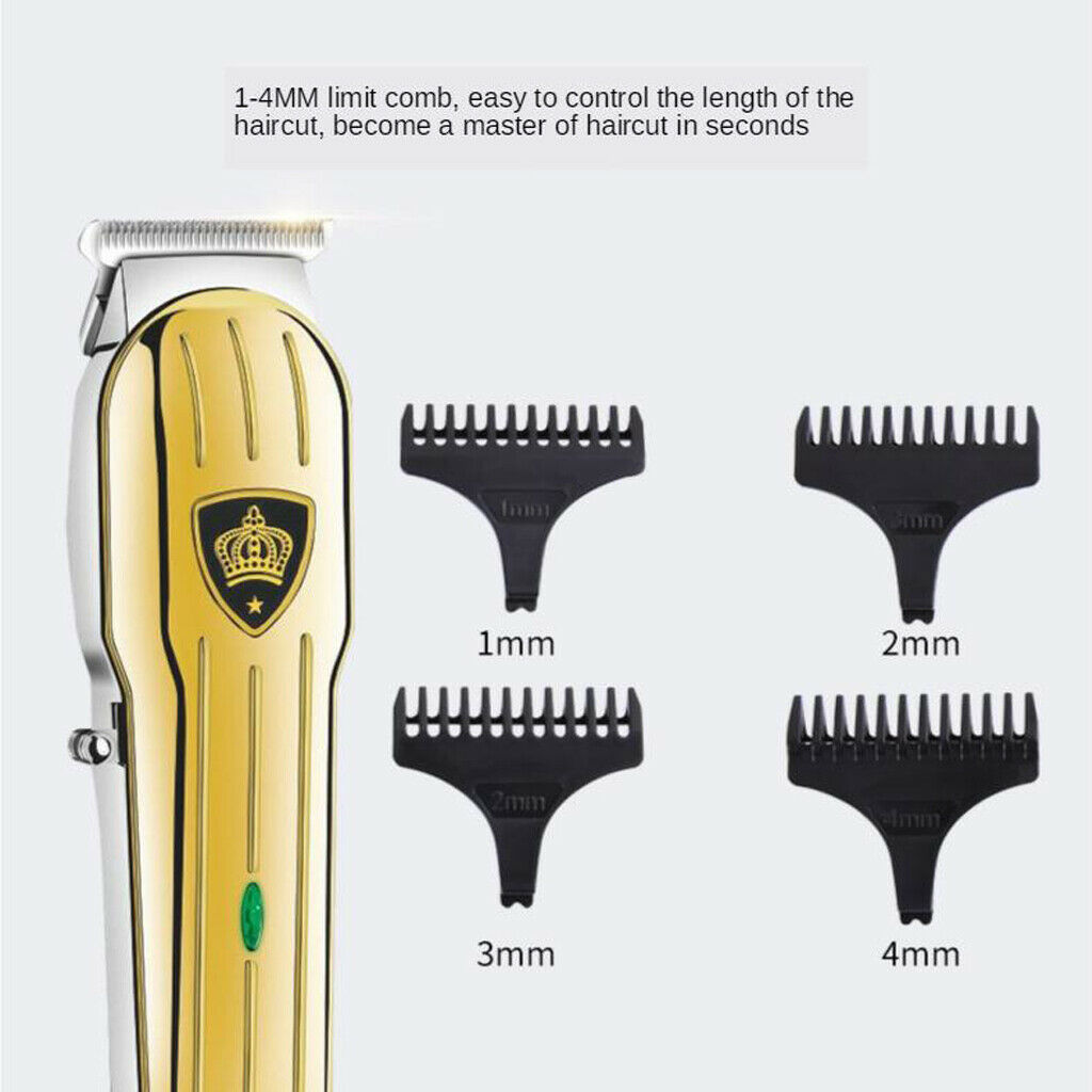 All-in-1 Hair Clipper Set Wireless Hair Trimmer USB Shaver w/ 4 Guide Comb Brush