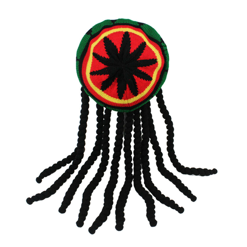 Mens Rasta  Crochet Dreadlock Wig Jamaica Reggae Black Hat Dreadlocks Wigs