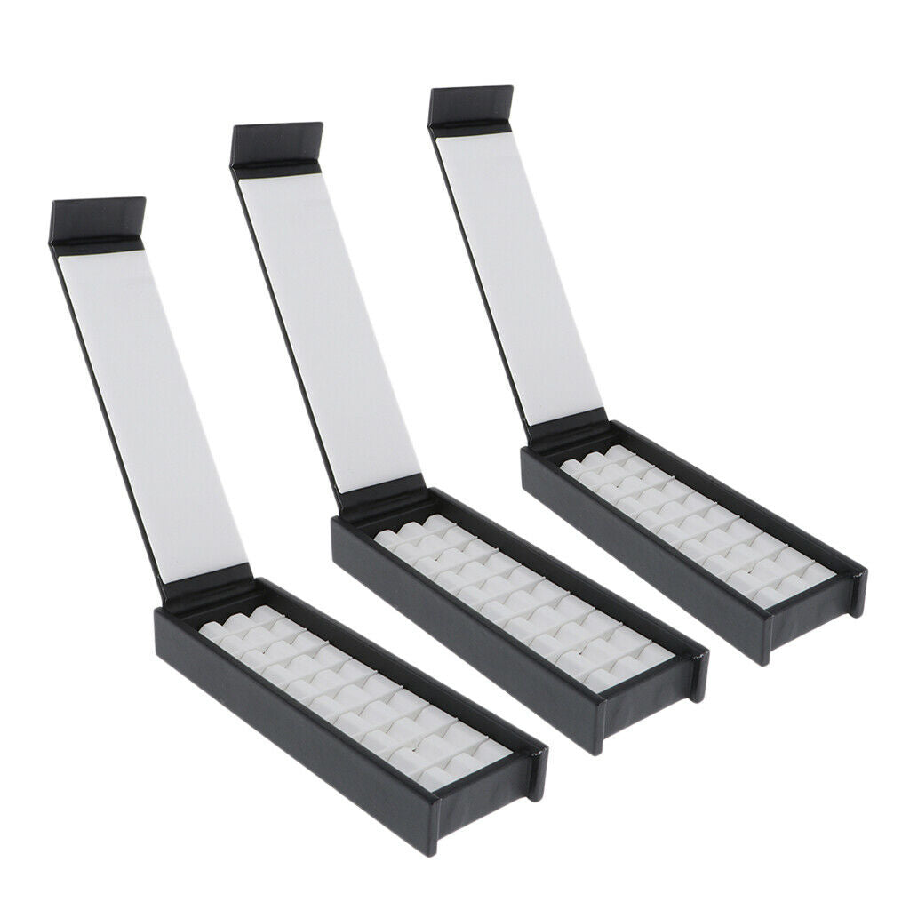 Set of 3 Magnet Diamond Display Tray Gem Box Jewelry Holder Organizer Black