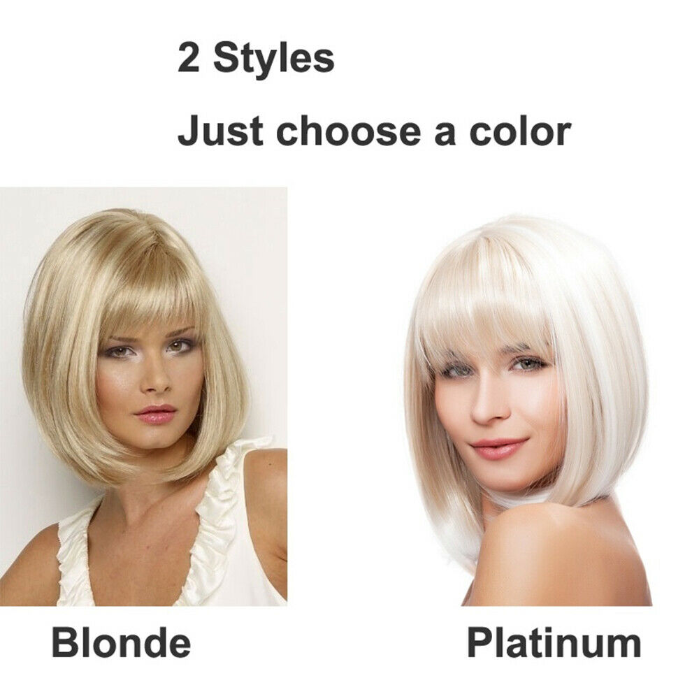 Short Bob Wig Heat Resistant Synthetic Full Wigs Short Straight Bob Hairstyle LI