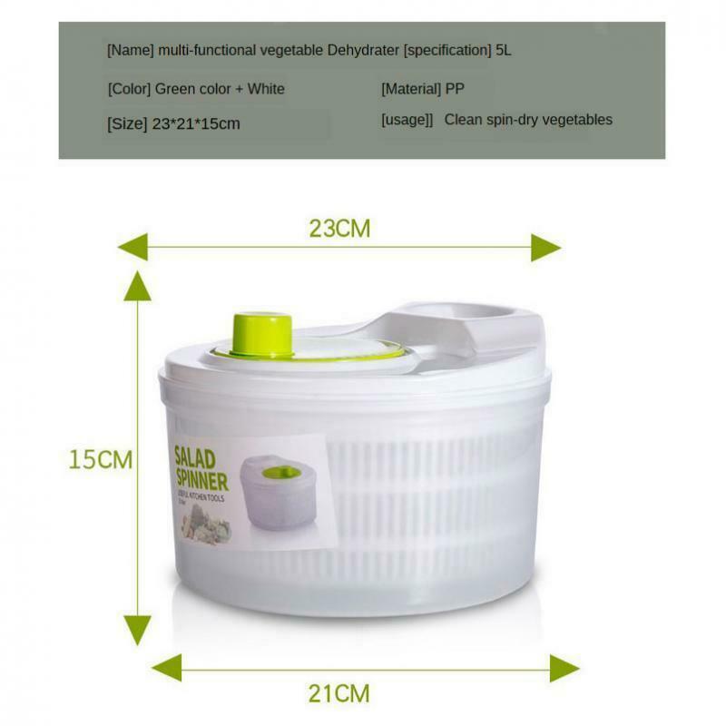 Large 5L Salad Spinner Vegetable Washer with Bowl Quick Dry Anti-Wobble Tech