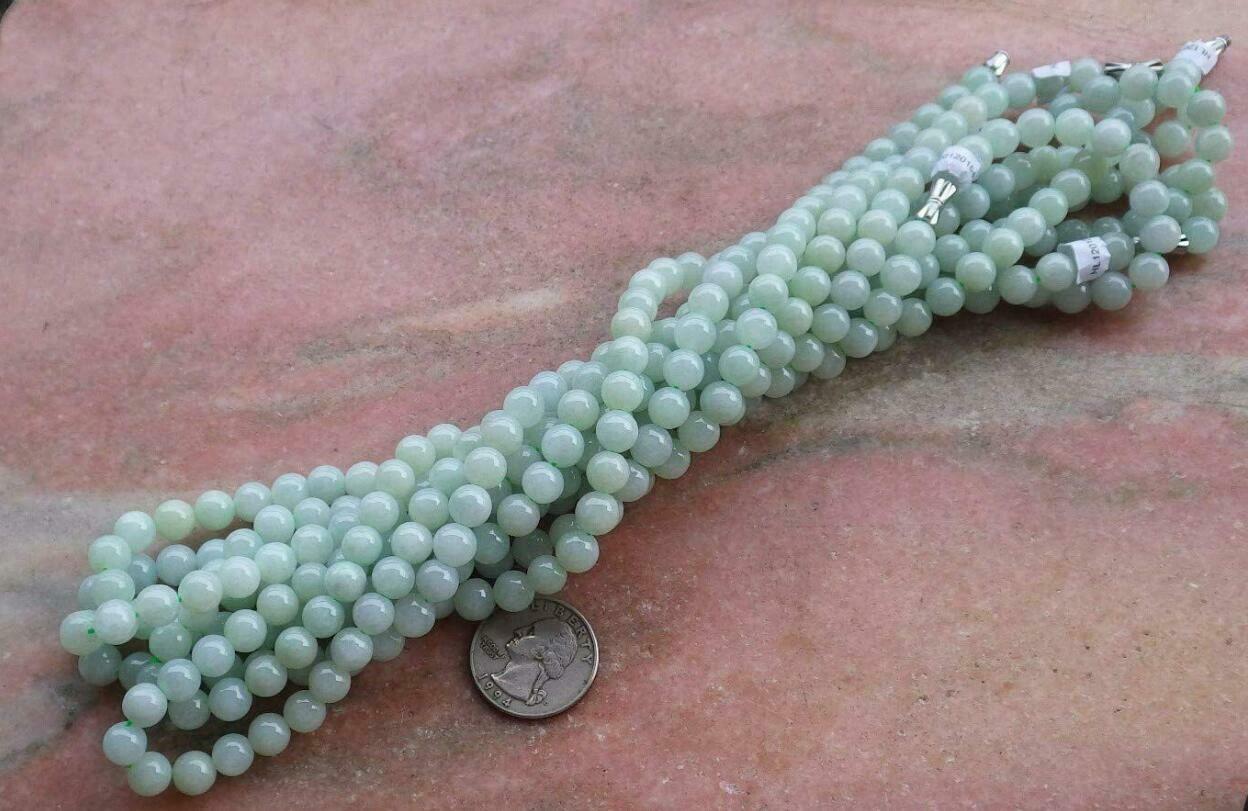 1 PC Certified 8mm Green Burma Natural A JADE Jadeite Beads Necklace 20inch